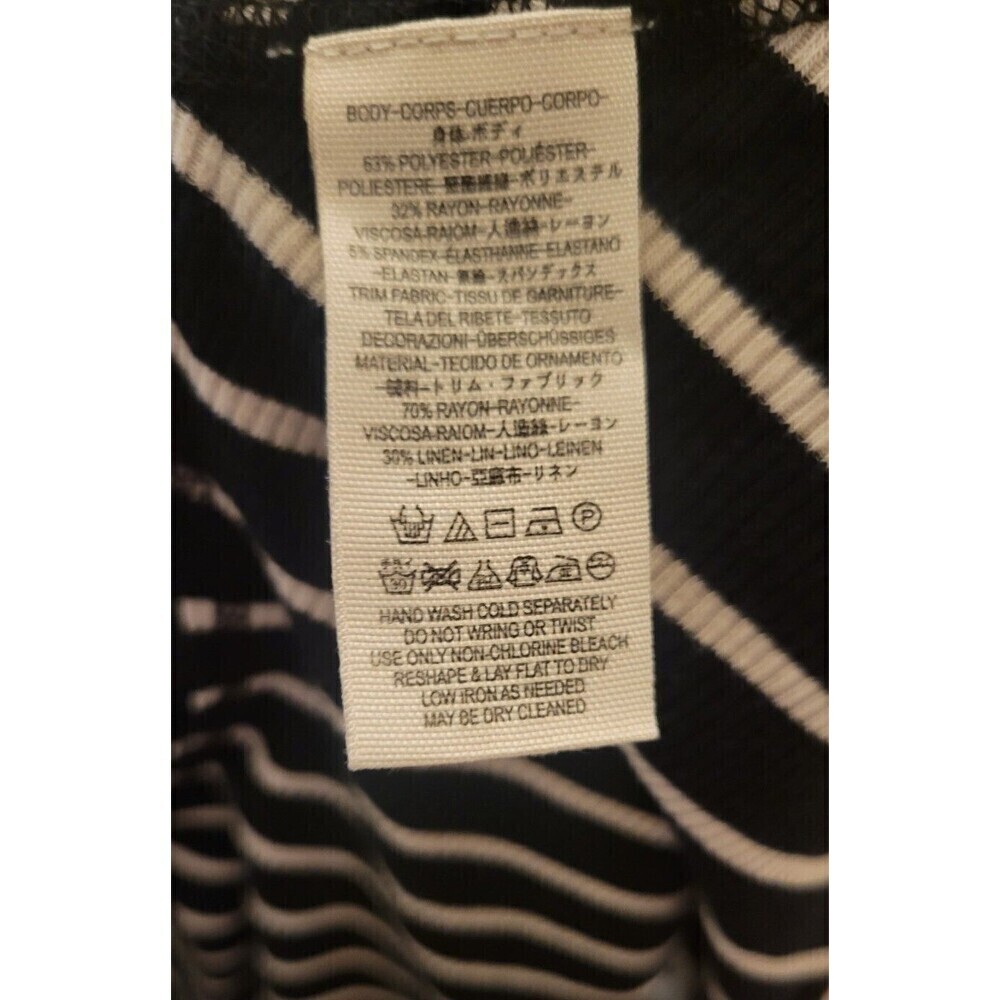 Free People We The Free Tangerine Black and White Striped Peplum Top Size Small - Picture 11 of 12